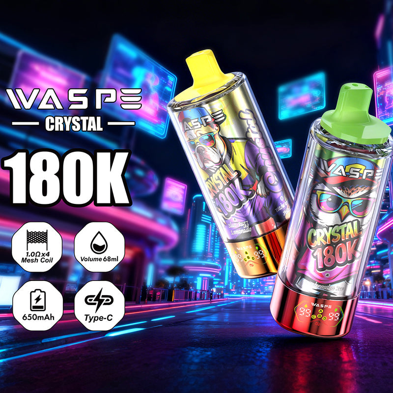 EU Warehouse WASPE Crystal 8 in 1  180K Puffs 68ml Disposable Vape Wholesale - EsmoVape