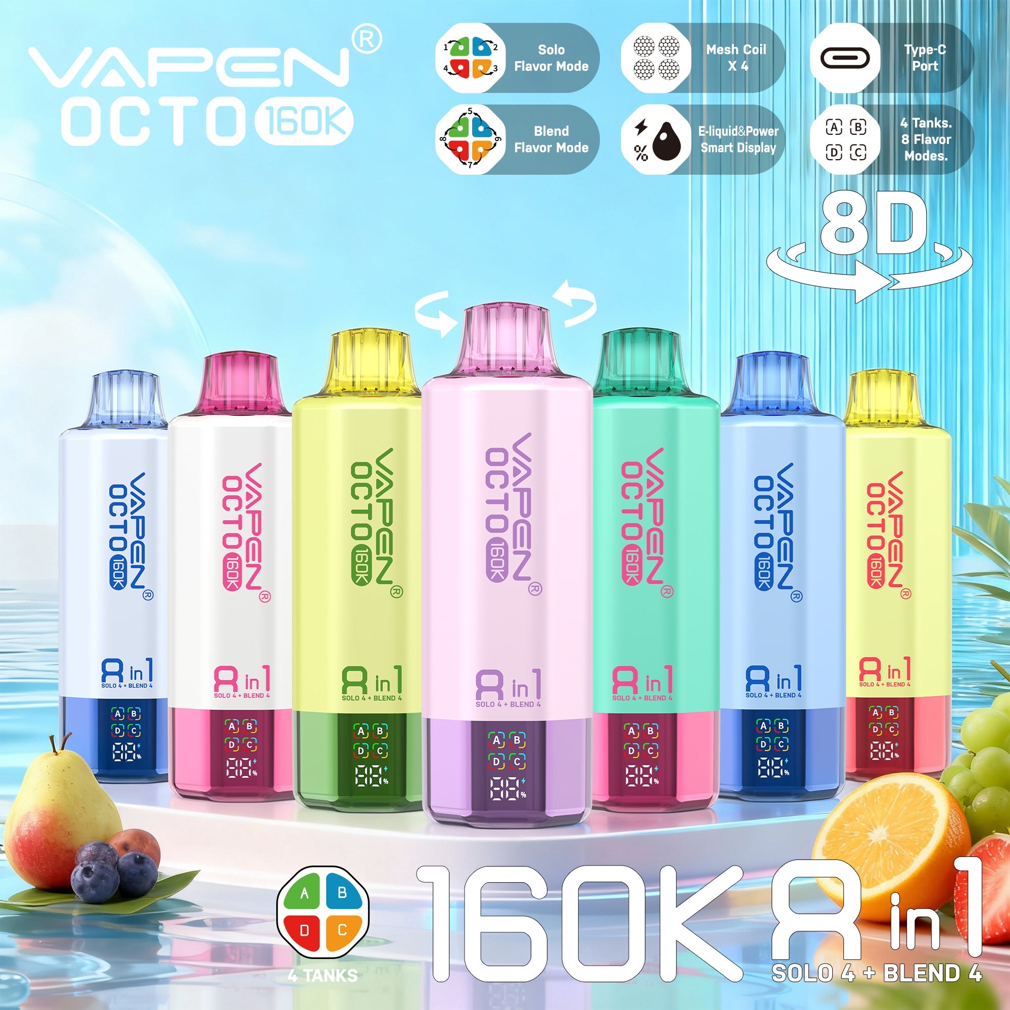 EU Warehouse VAPEN OCTO 8IN1 160K Puffs  Disposable Vape Wholesale - EsmoVape