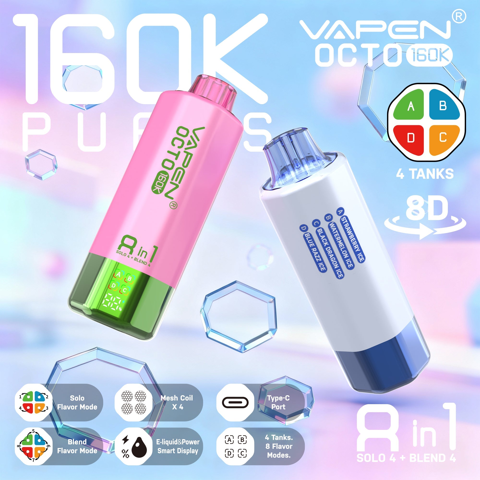 EU Warehouse VAPEN OCTO 8IN1 160K Puffs  Disposable Vape Wholesale - EsmoVape