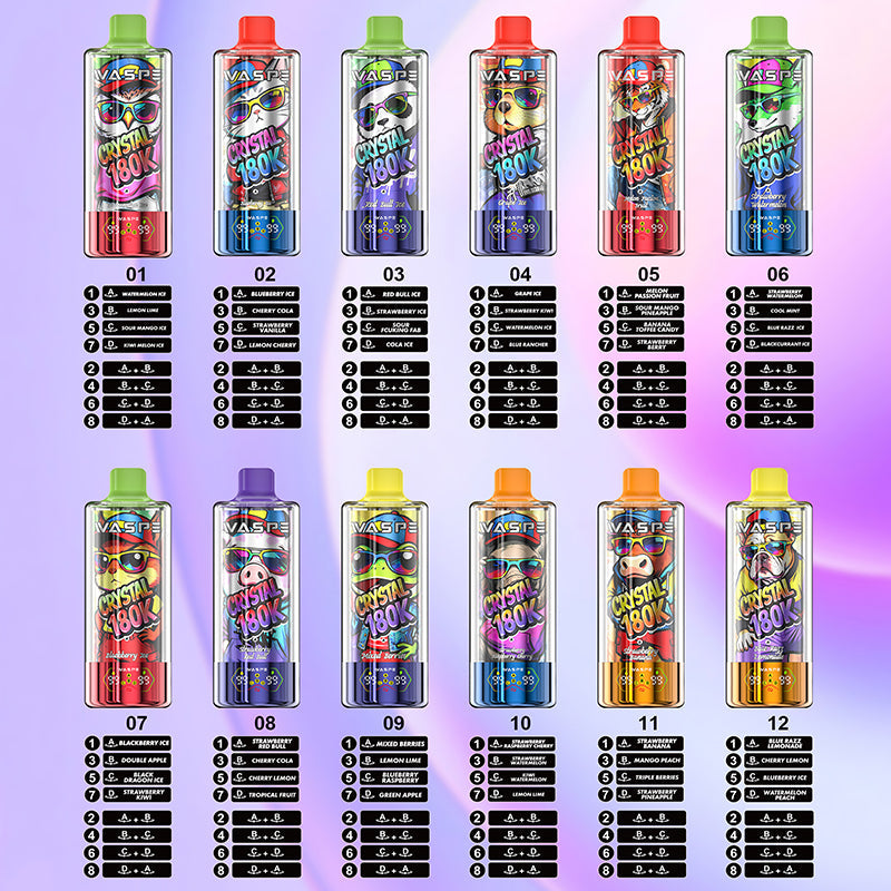 EU Warehouse WASPE Crystal 8 in 1  180K Puffs 68ml Disposable Vape Wholesale - EsmoVape