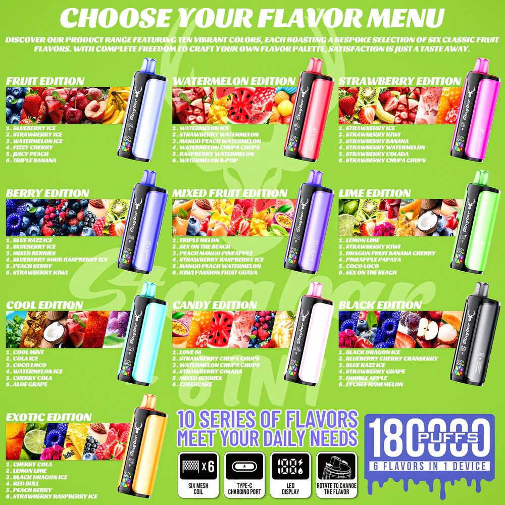 EU Warehouse Stagbar 6 IN 1 180K Puffs Disposable Vape Wholesale - EsmoVape