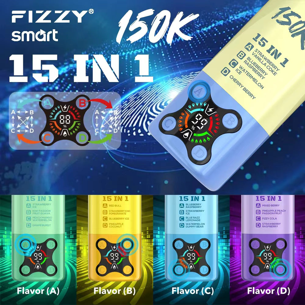 EU Warehouse FIZZY SMART 15 IN 1 150k Puffs 80ml Disposable Vape Wholesale - EsmoVape