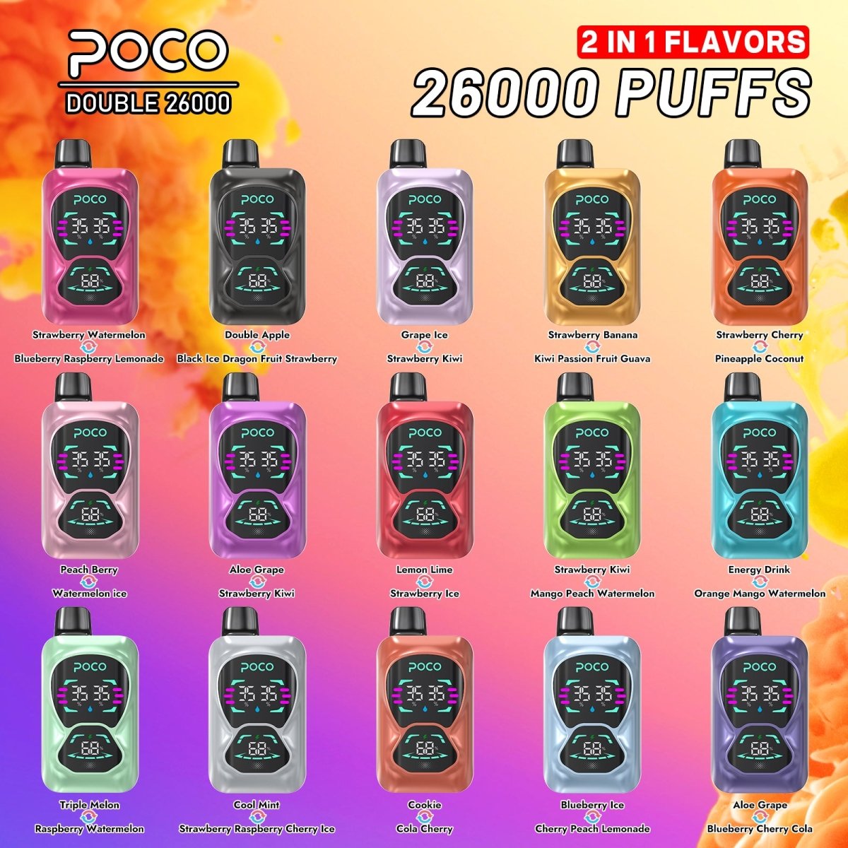 EU Warehouse POCO DOUBLE 26000 Puffs Disposable Vape Wholesale - [Esmo]