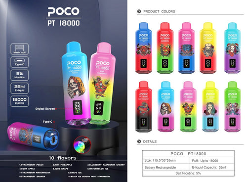 EU Warehouse POCO PT 18000 Puffs Disposable Vape Wholesale - [Esmo]