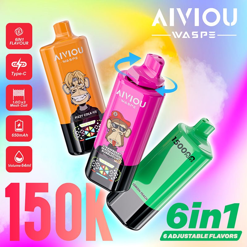 EU Warehouse WASPE AIVIOU 6 in 1 150k Puffs Disposable Vape Wholesale - EsmoVape