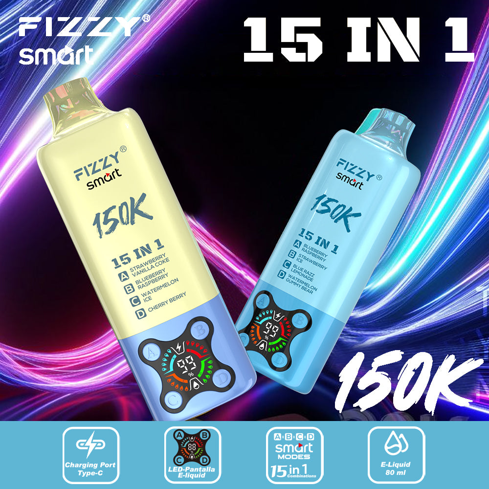 EU Warehouse FIZZY SMART 15 IN 1 150k Puffs 80ml Disposable Vape Wholesale - EsmoVape