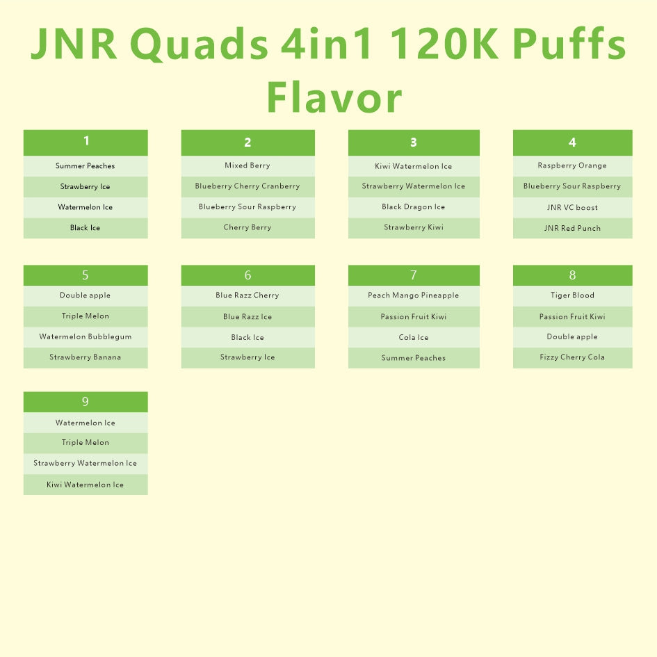 JNR Quads 4in1 120K Puffs 60ml Disposable Vape Wholesale - EsmoVape