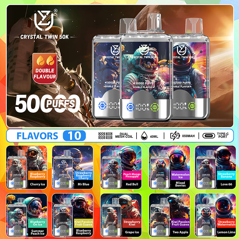 EU Warehouse UZY CRYSTAL TWIN 50000 Puffs Disposable Vape Wholesale - EsmoVape