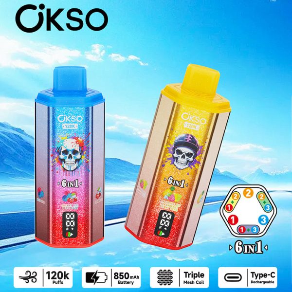 OKSO 6-in-1, 120.000 Züge, Einweg-E-Zigarette Vape, Großhandel – EsmoVape