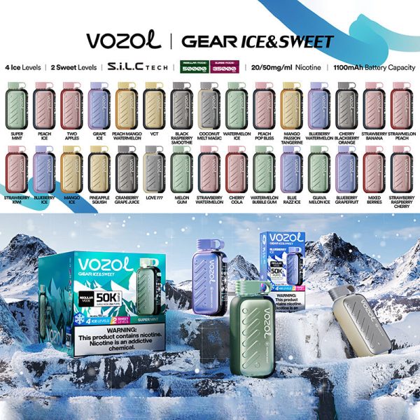 EU-Lager VOZOL Gear Ice & Sweet 50.000 Züge 30 ml Einweg-E-Zigarette Vape Großhandel – EsmoVape