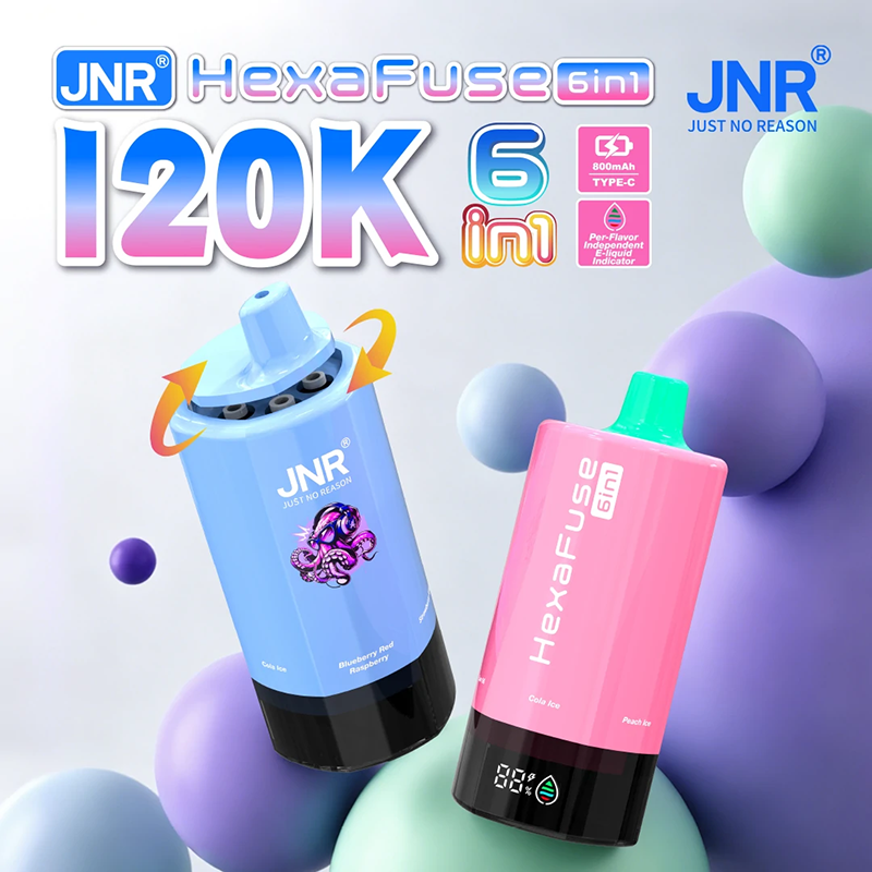 JNRHexaFuse6IN1120K1.png Wholesale Jnr Hexafuse 6In1 120K Puffs Disposable Vape - Image 1